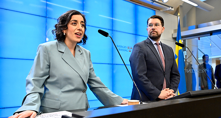 De står bredvid varandra framför varsin mikrofon