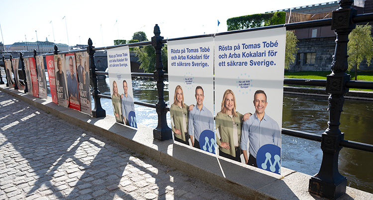 Det är snart val till EU. Partier har satt upp affischer i Stockholm.