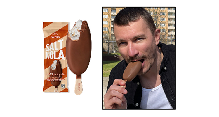 En glass och Anton som äter en glass. 