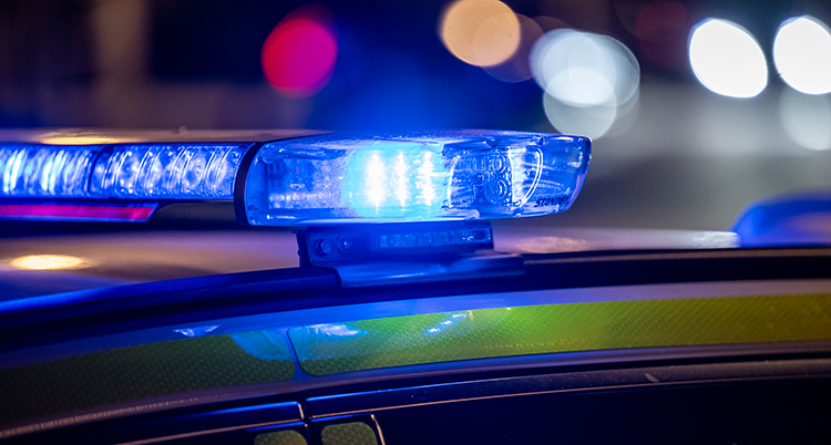 Lamporna på en polisbil.