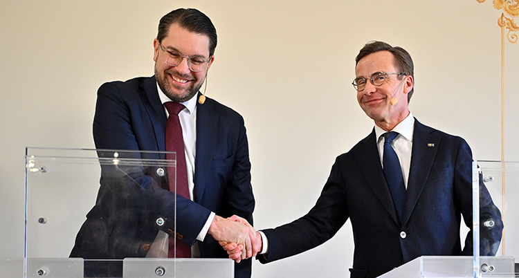 De skakar han. De är glada.