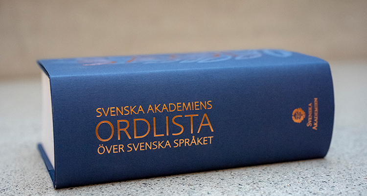 En tjock bok som det står ordlista på.