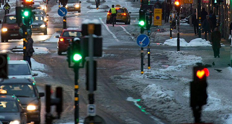 En gata i Stockholm på vintern.